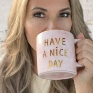 Gold and Pink Marble Mug - Have a Nice Day Middle Finger NEW